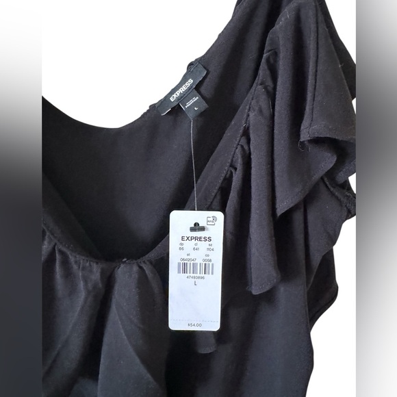 Express Black Cami with Cascading Ruffle Design - Picture 8 of 9